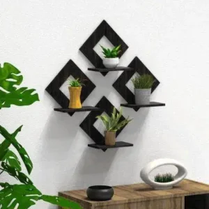 Modern Hexa Wall Hanging Shelf – Set of 3 Geometric Floating Shelves for Home & Office Décor