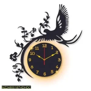 Elegant Eagle Laminated Wall Clock with Backlight – 3mm Chipboard, Laser-Cut Design, 12-Hour Display