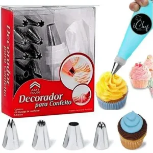 15-Piece Stainless Steel Cake Decorating Nozzle Set – Complete Piping Kit with Pastry Bags & Holder